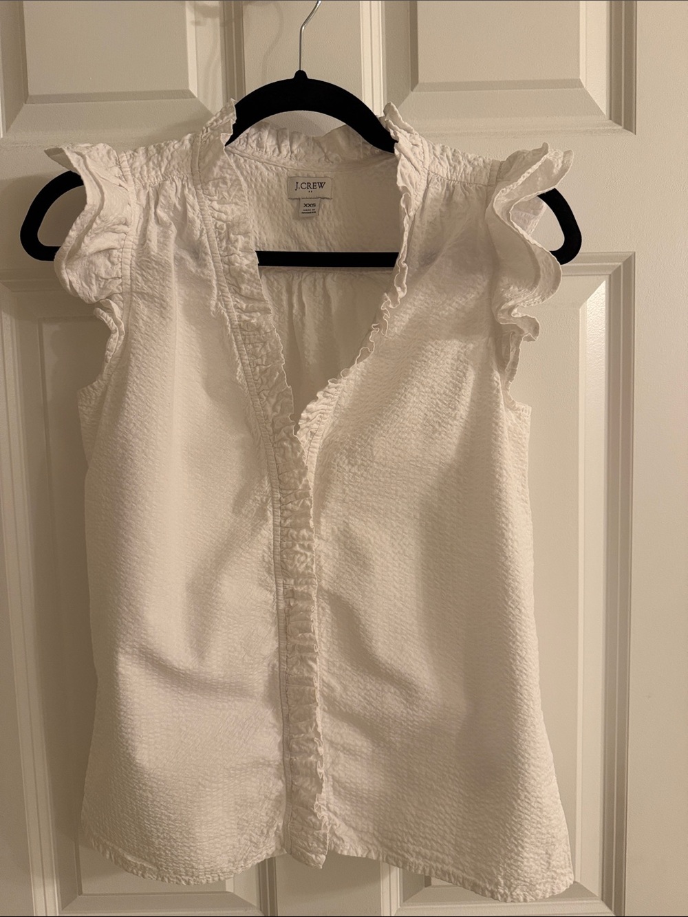J. Crew White Ruffle Sleeve V-Neck Camisole